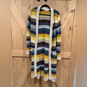 Lovestitch Striped Multicolor Long Cardigan Sweater